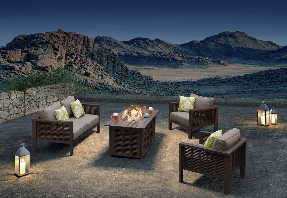 Dallas Sofa Firepit Coffee Collection Rattan Alum